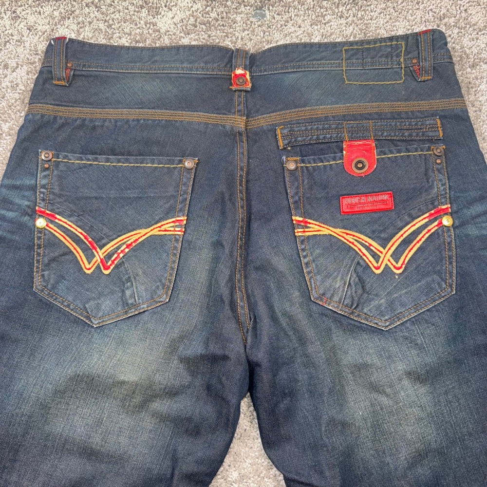 Parish Jeans Dark Wash Blue Denim Mens Size 40x34 Embellished Embroidered